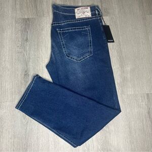 NWT True Religion Geno Big T Slim Medium Rustic Barn Wash Denim Jeans 40x32